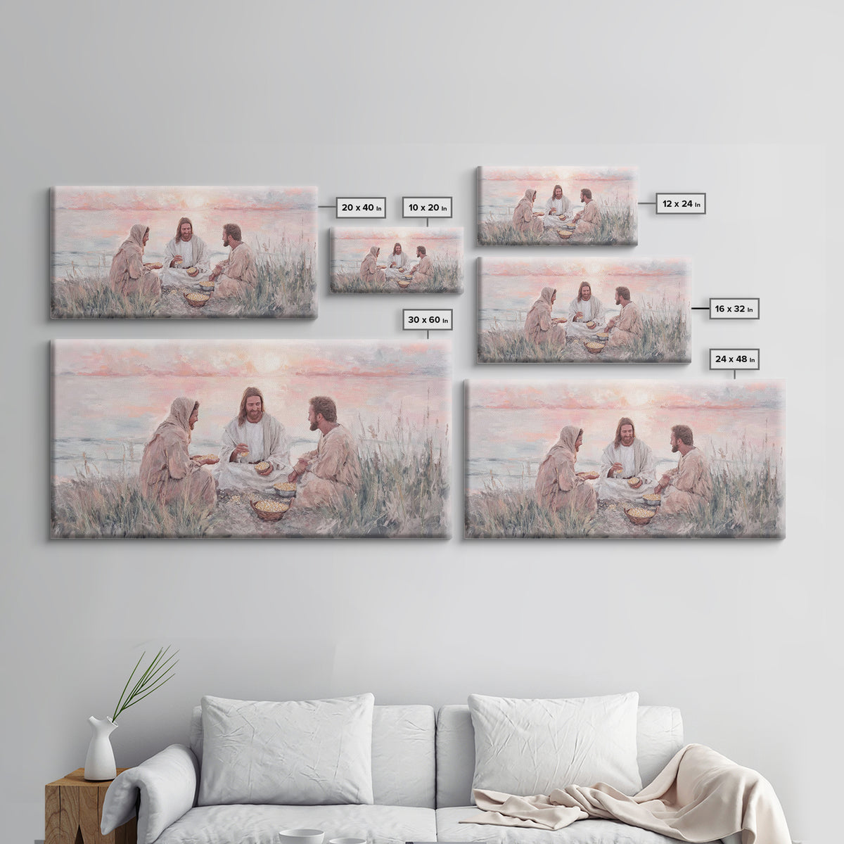 Shoreline Communion – Framed Canvas Print – Christian Wall Art – Jesus Painting – Christian Art Canvas – Modern Christian Art – Christian D