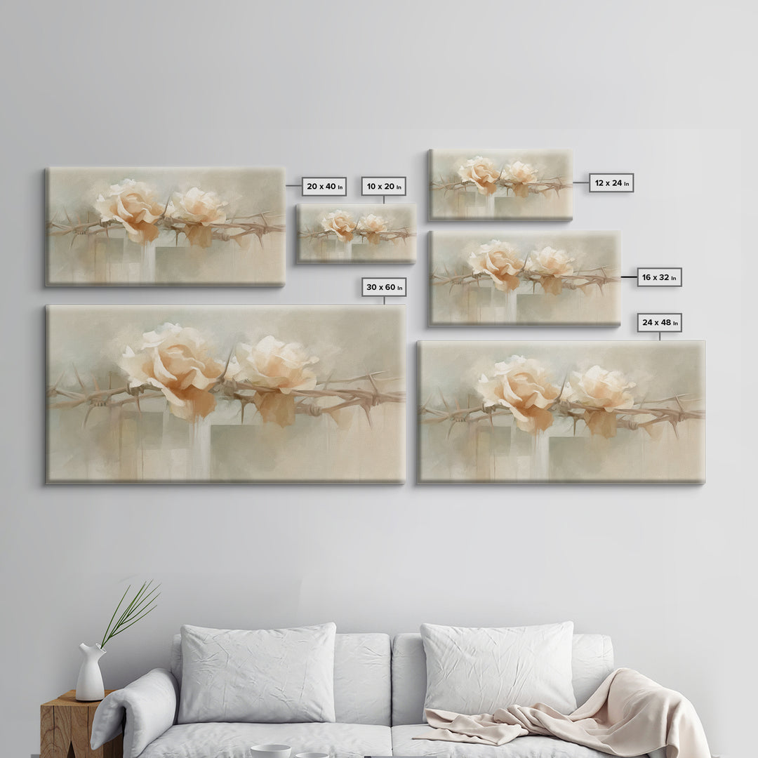 Roses Of Redemption – Framed Canvas Print – Christian Wall Art – Christian Art Canvas – Christian Decor – Christian Painting – Modern Chris