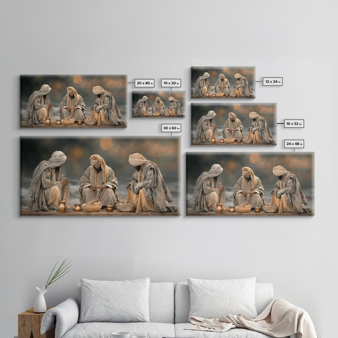 Bread Of Fellowship, Framed Canvas Print, Christian Wall Art, Christian Art Canvas, Moody Christian Art, Jesus Painting, Christian Gift Ide
