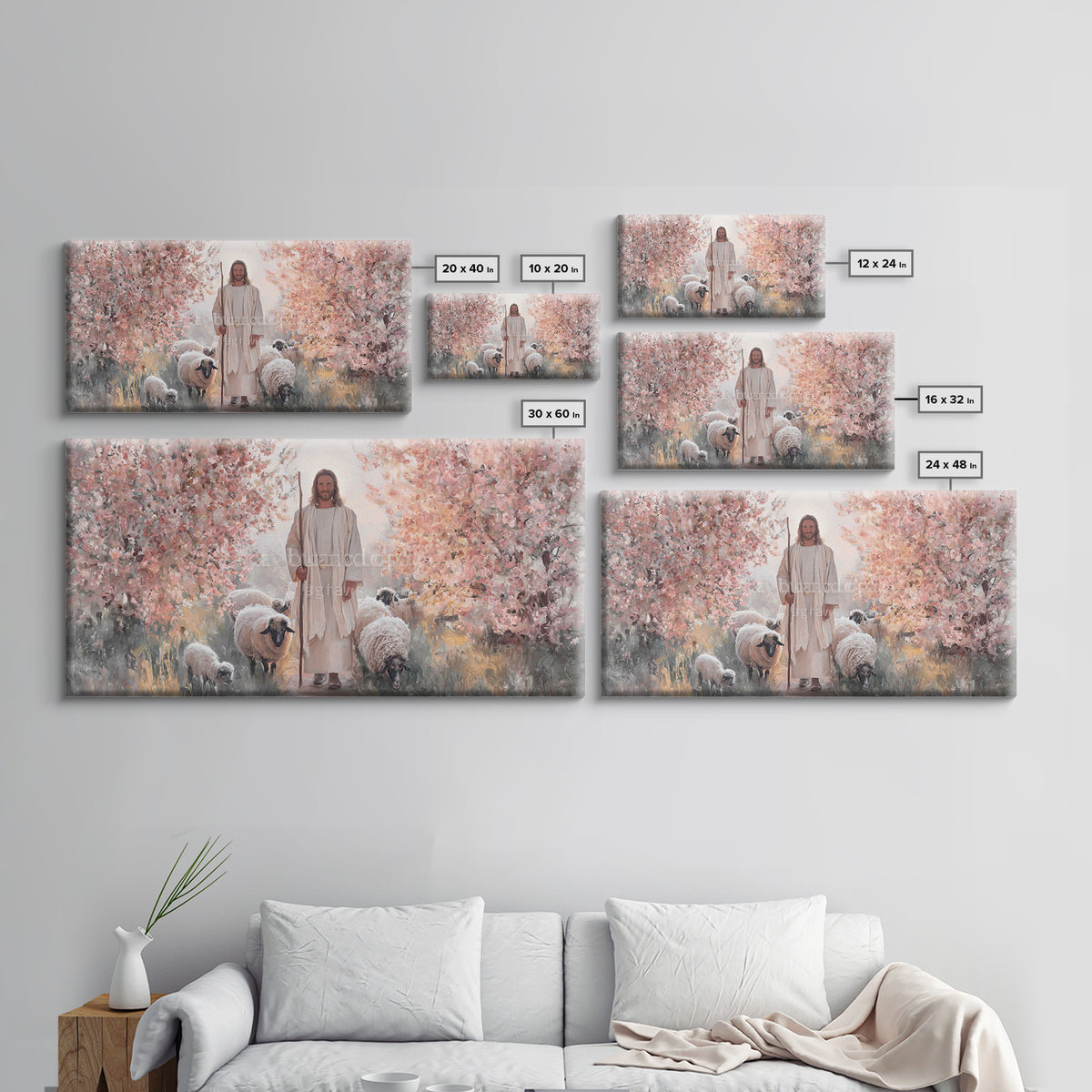 Radiant Shepherd, Framed Canvas Print, Christian Wall Art, Jesus Painting, Christian Art Canvas, Modern Christian Art, Christian Decor
