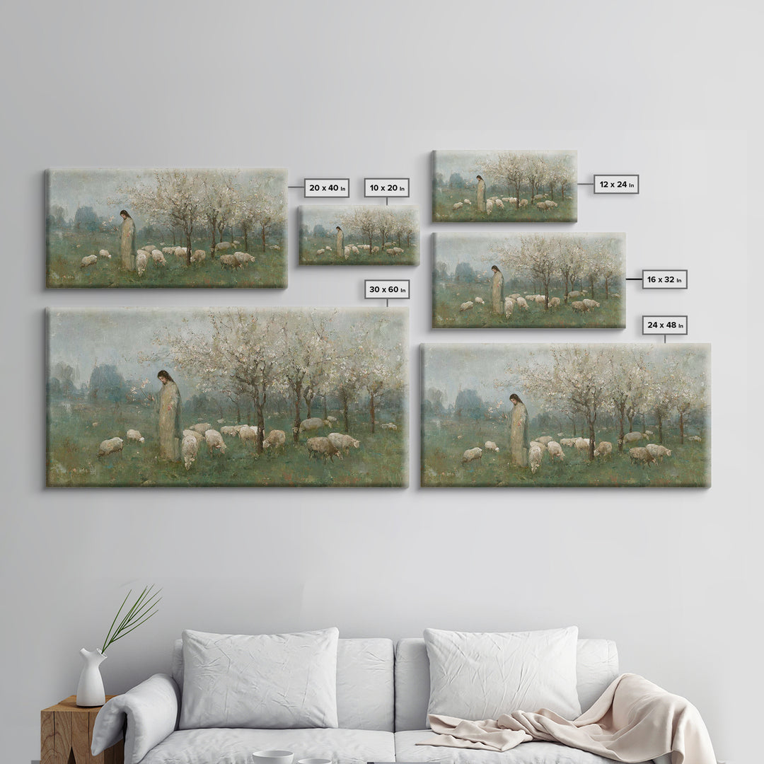 Morning Pasture Blessing – Framed Canvas Print – Christian Wall Art – Jesus Canvas Art – Christian Decoration – Christmas Art – Christian A