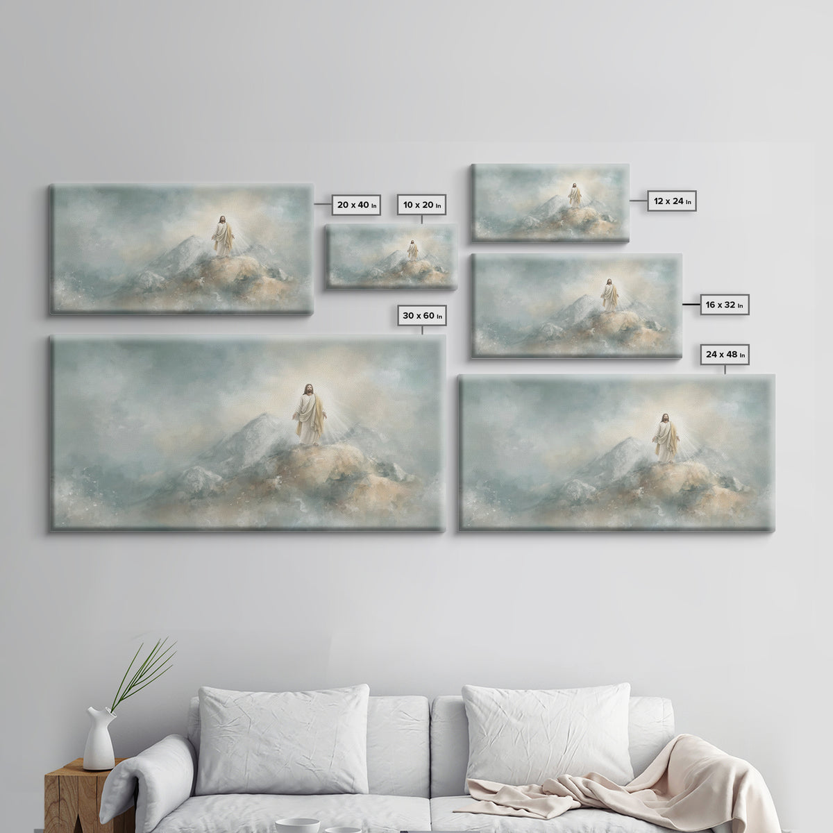 Light Upon The Mountain – Framed Canvas Print – Christian Art Print – Jesus Painting – Christian Christmas Art – Modern Christian Art – Chr