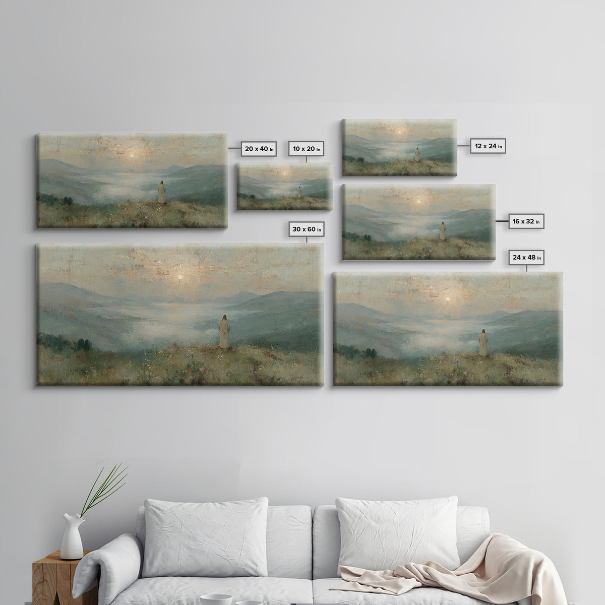 Solitude Of Divine Dawn – Framed Canvas Print – Christian Art Painting – Christian Decor – Jesus Painting Canvas – Christmas Art – Large Ch