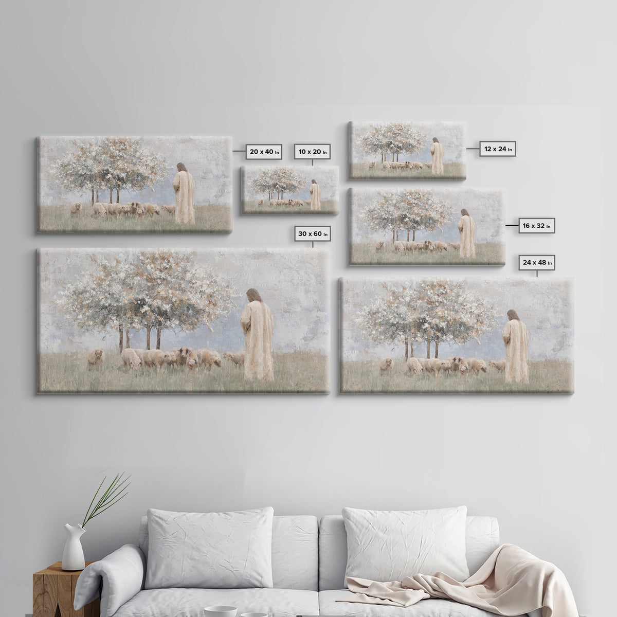 Quiet Pasture Light – Framed Canvas Print – Christian Art Print – Christian Wall Art – Jesus Painting – Minimalist Christian Art – Large Ch