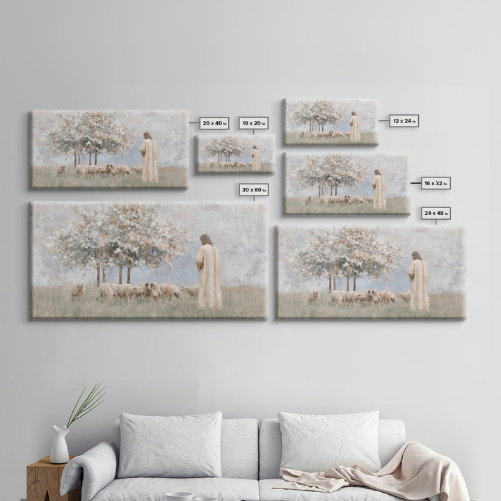 Quiet Pasture Light – Framed Canvas Print – Christian Art Print – Christian Wall Art – Jesus Painting – Minimalist Christian Art – Large Ch