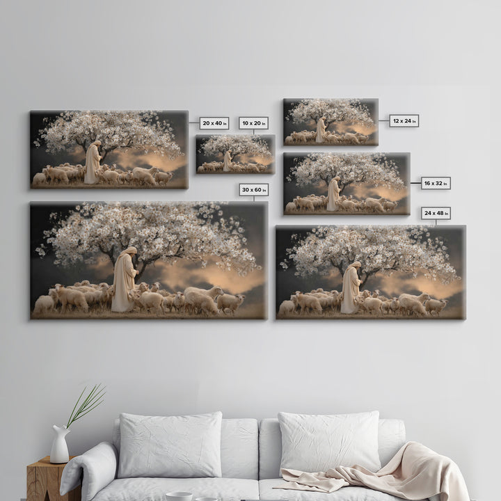 Evening Shepherd – Framed Canvas Print – Christian Art Canvas – Moody Christian Art – Jesus Painting – Christian Wall Art – Christian Gift