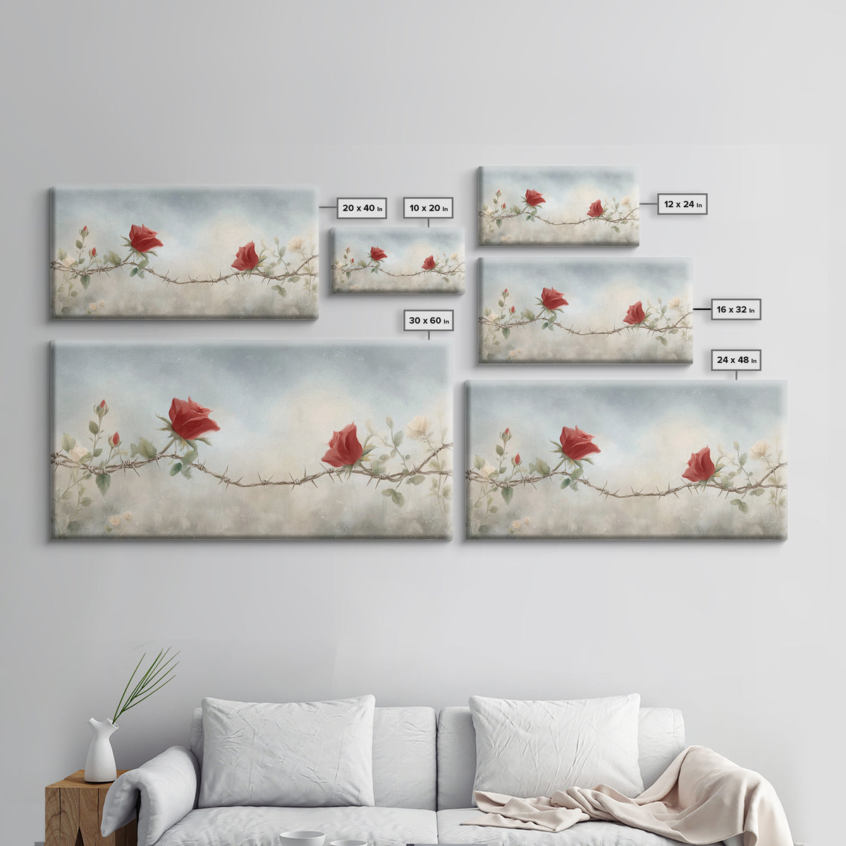 Roses Of Mercy | Framed Canvas Print | Christian Wall Art | Christian Art Canvas | Subtle Christian Art | Modern Christian Art | Christian