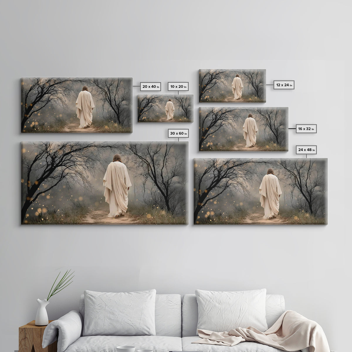 The Misty Path - Framed Canvas Print - Christian Wall Art - Christian Art Canvas - Jesus Painting - Christian Christmas Art