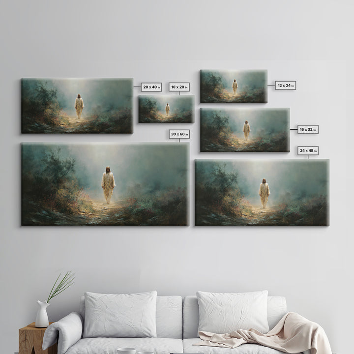Footsteps Of Grace, Framed Canvas Print, Christian Wall Art, Jesus Painting, Christian Art Canvas, Christian Christmas Art