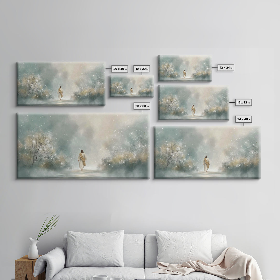 Walk Of Light | Framed Canvas Print | Jesus Painting | Christian Art Canvas | Christian Wall Art | Christmas Art