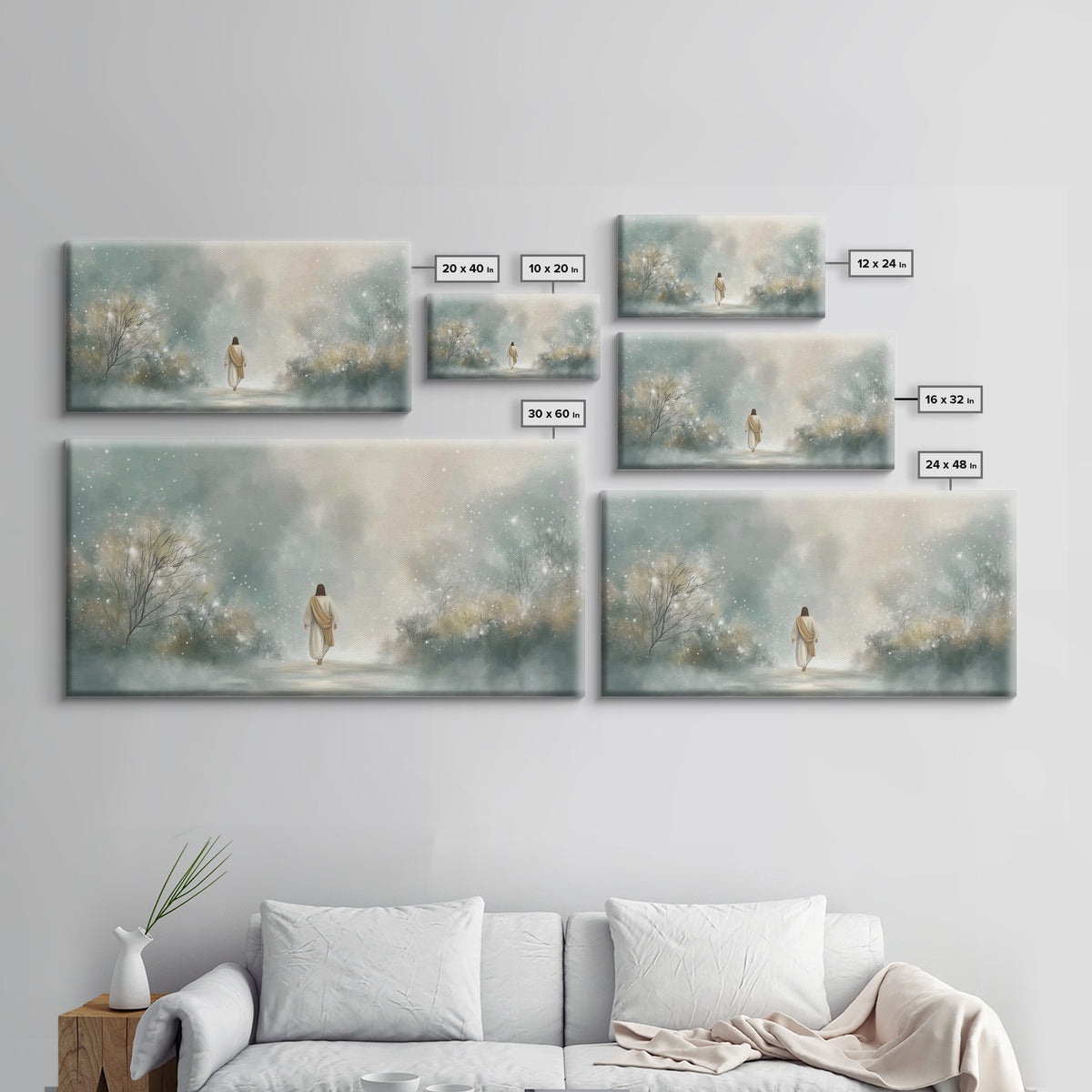 Walk Of Light | Framed Canvas Print | Jesus Painting | Christian Art Canvas | Christian Wall Art | Christmas Art