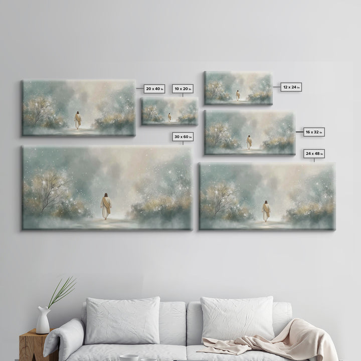 Walk Of Light | Framed Canvas Print | Jesus Painting | Christian Art Canvas | Christian Wall Art | Christmas Art