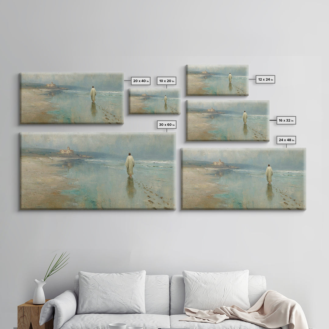Shoreline Of Mercy, Framed Canvas Print, Christian Wall Art, Christian Art Canvas, Jesus Painting, Christian Christmas Art