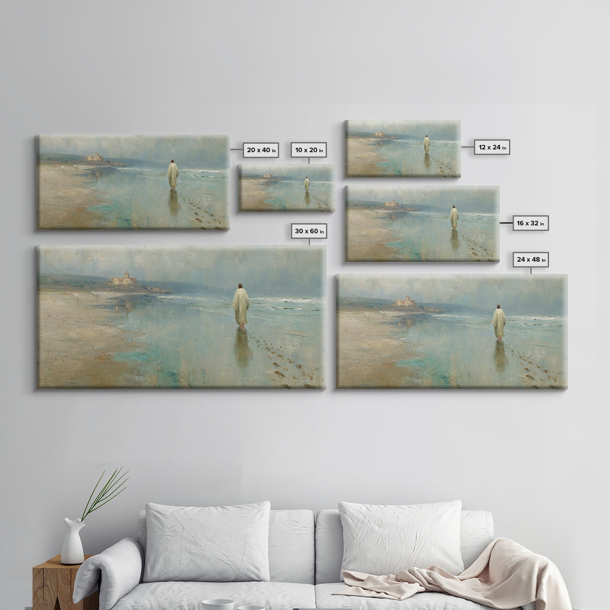 Shoreline Of Mercy, Framed Canvas Print, Christian Wall Art, Christian Art Canvas, Jesus Painting, Christian Christmas Art