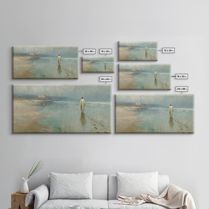 Shoreline Of Mercy, Framed Canvas Print, Christian Wall Art, Christian Art Canvas, Jesus Painting, Christian Christmas Art