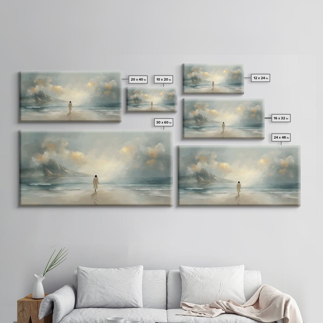 Heavenly Shore – Framed Canvas Print – Christian Christmas Art – Christian Art Canvas – Jesus Painting – Christian Wall Art – Large Christi