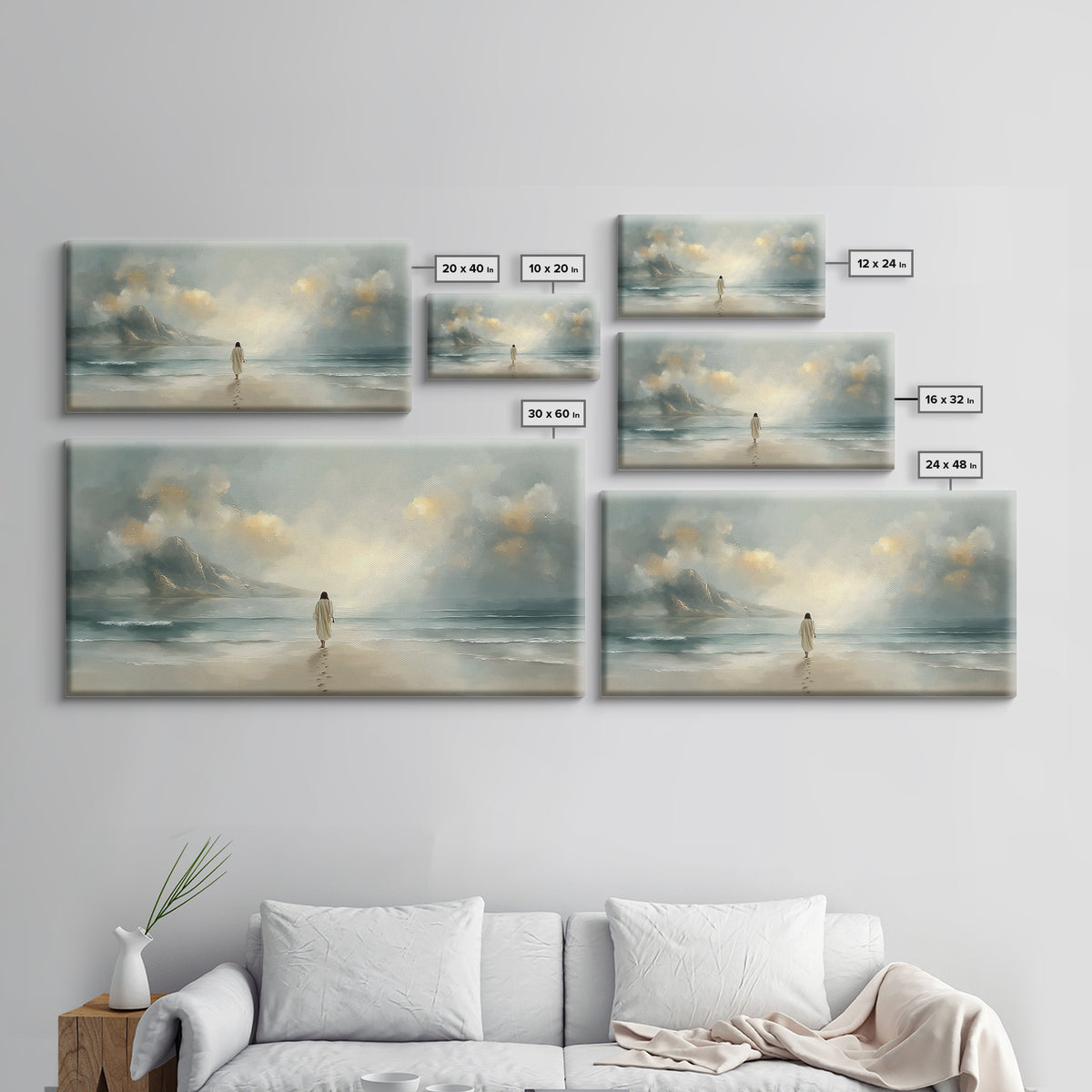 Heavenly Shore – Framed Canvas Print – Christian Christmas Art – Christian Art Canvas – Jesus Painting – Christian Wall Art – Large Christi