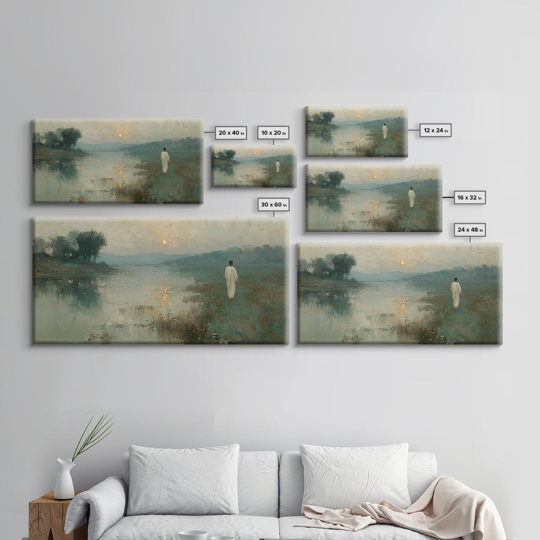 Lowland Dawn – Framed Canvas Print – Christian Art Canvas – Christian Wall Art – Jesus Painting – Subtle Christian Art – Christian Gift Ide