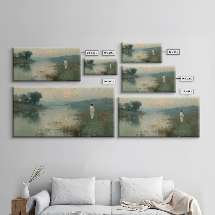 Lowland Dawn – Framed Canvas Print – Christian Art Canvas – Christian Wall Art – Jesus Painting – Subtle Christian Art – Christian Gift Ide