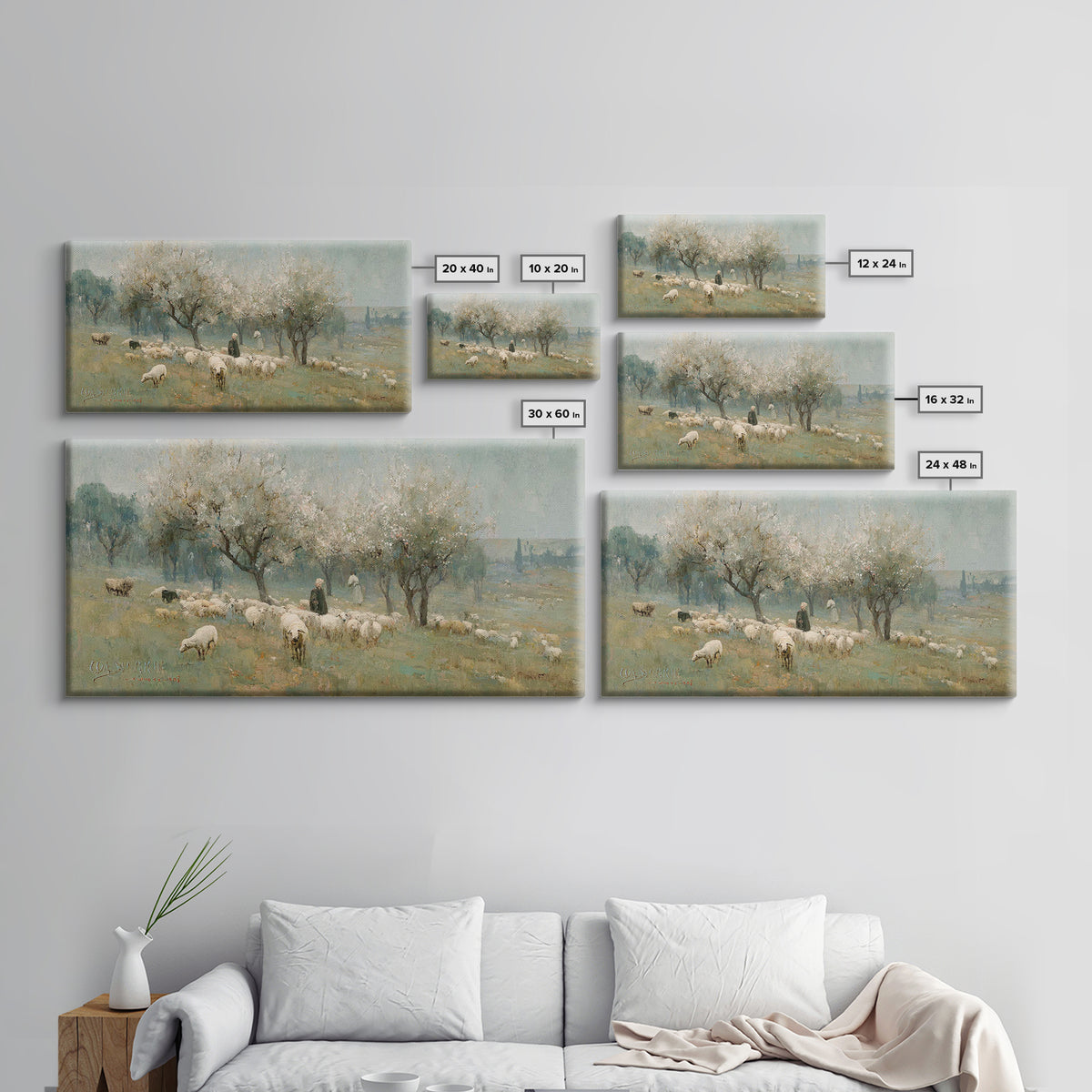 Spring Orchard Peace, Framed Canvas Print, Jesus Painting, Christian Wall Art, Christmas Art, Christian Art Canvas, Christian Decor