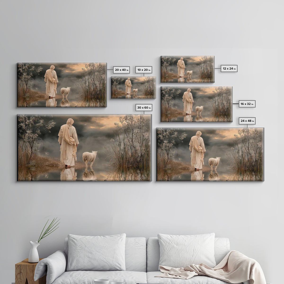 Shepherd’s Reflection – Framed Canvas Print – Christian Art Canvas – Christmas Art – Jesus Painting – Christian Wall Art – Christian Decor
