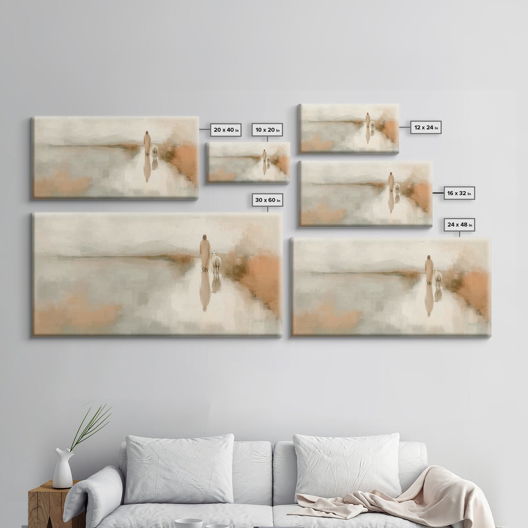 Quiet Shepherd Mist, Framed Canvas Print, Christian Wall Art, Christian Decor, Christian Art Canvas, Christmas Art, Jesus Painting