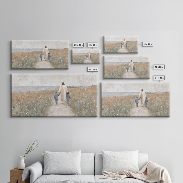 Field Of Gentle Light | Framed Canvas Print | Christian Decor | Jesus Painting | Christian Art Canvas | Christian Wall Art | Christian Art