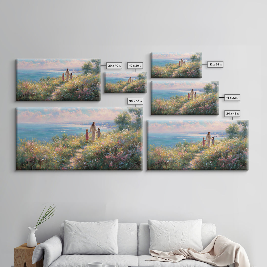 Shoreline Of Grace – Framed Canvas Print – Christian Decor – Christian Art Canvas – Christian Wall Art – Jesus Painting – Christian Art
