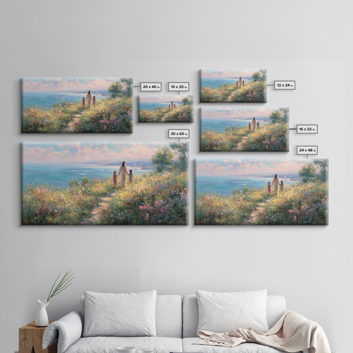 Shoreline Of Grace – Framed Canvas Print – Christian Decor – Christian Art Canvas – Christian Wall Art – Jesus Painting – Christian Art