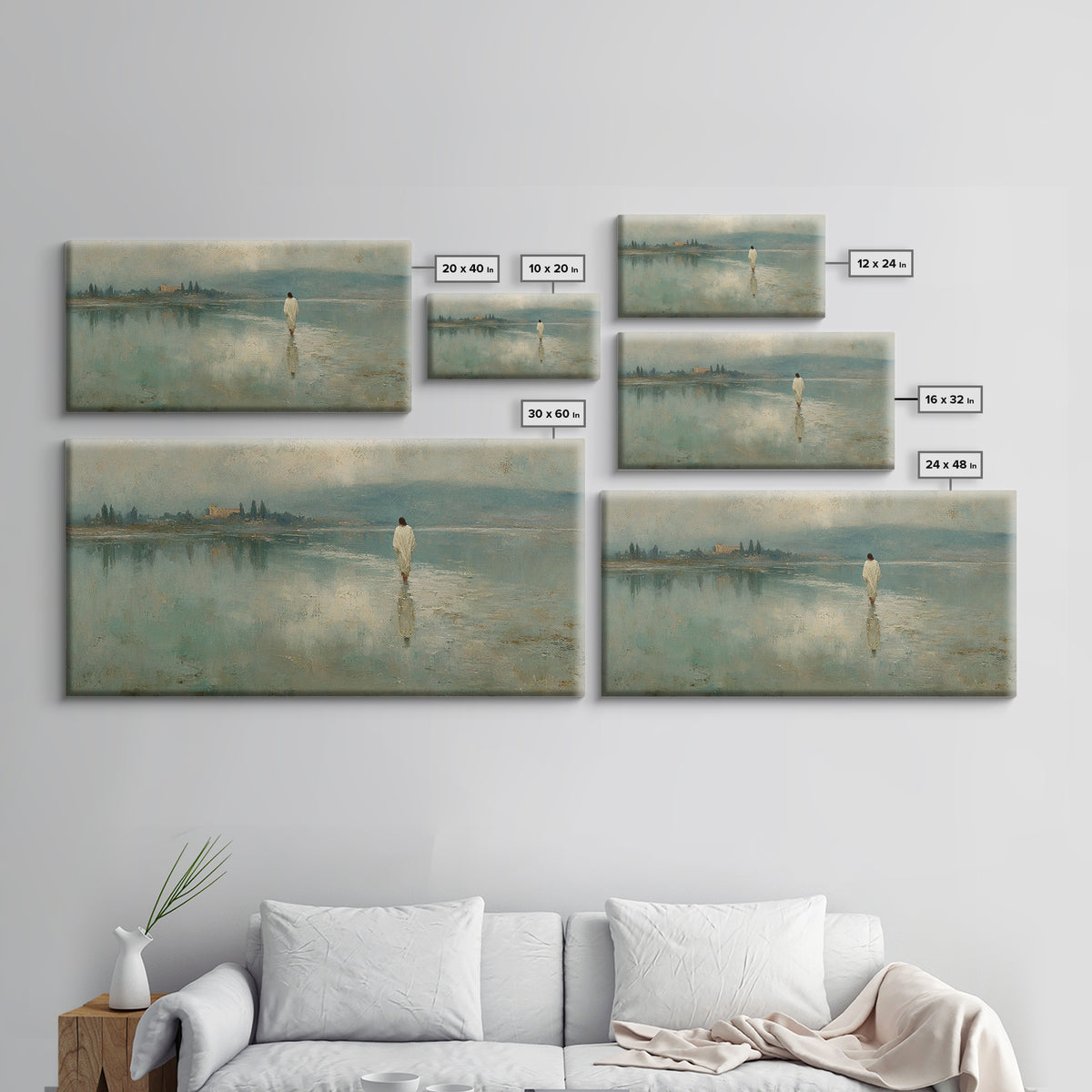 Silent Water Path, Framed Canvas Print, Christian Art Canvas, Jesus Painting, Christian Wall Art, Christian Gift Ideas, Christian Christmas