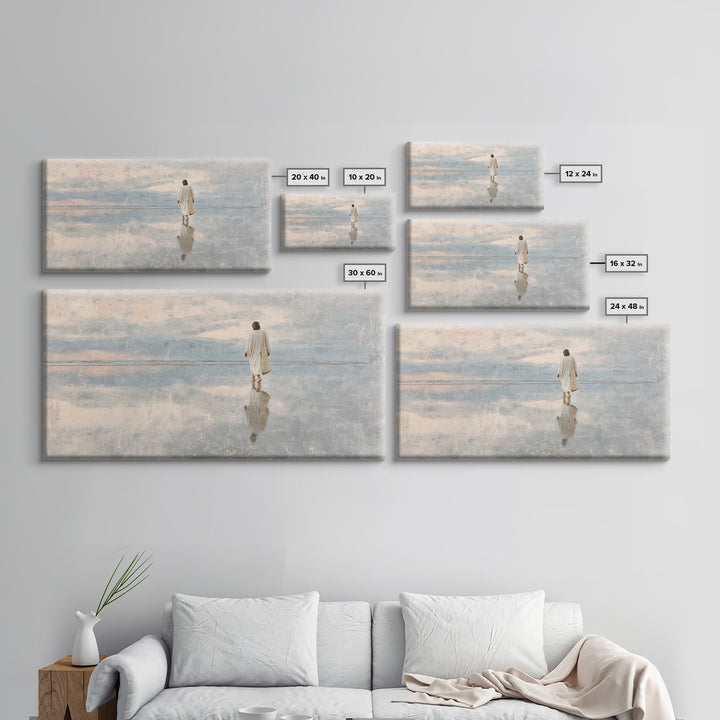 Heavenly Shore Walk – Framed Canvas Print – Christian Art Canvas – Jesus Painting – Christian Wall Art – Christian Christmas Art – Christia