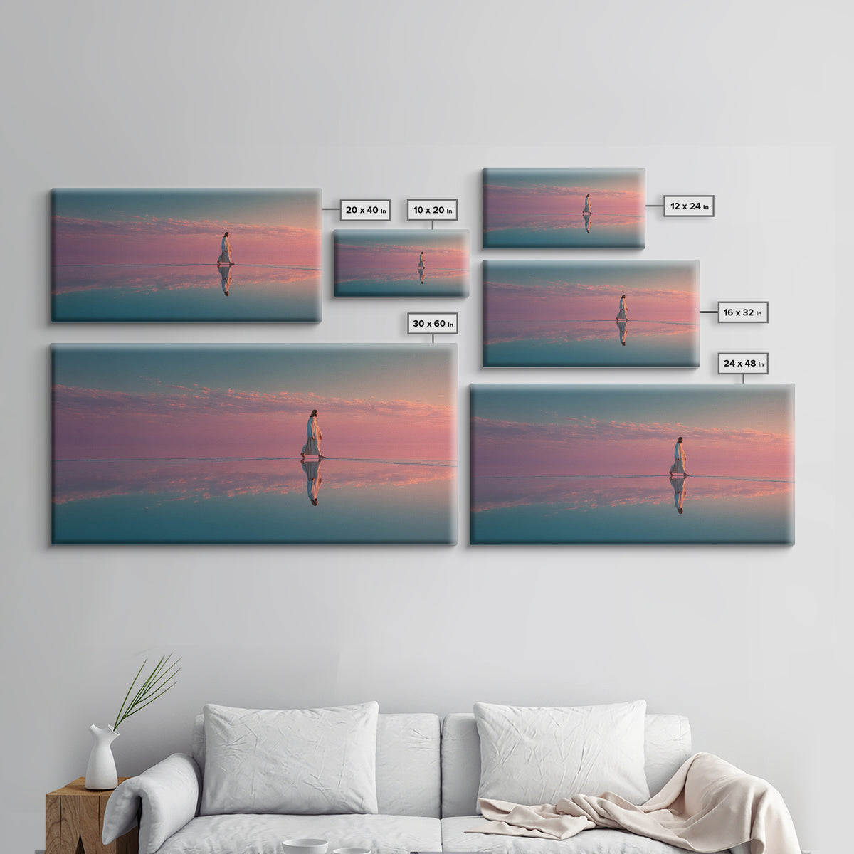 Blush Sky Promise, Framed Canvas Print, Christian Art Canvas, Christian Wall Art, Jesus Painting, Christian Christmas Art, Christian Gift I