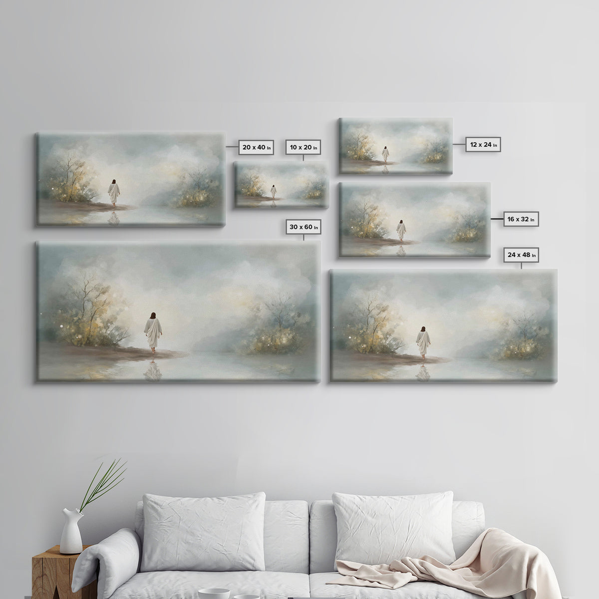 Sacred Still Waters – Framed Canvas Print – Christian Art Canvas – Jesus Painting – Christian Christmas Art – Christmas Art – Christian Wal