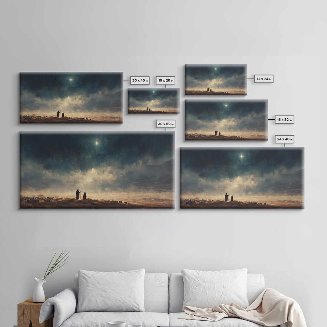 Star Over The Valley | Framed Canvas Print | Christian Wall Art | Christian Art Canvas | Christmas Art | Christian Christmas Art | Christia