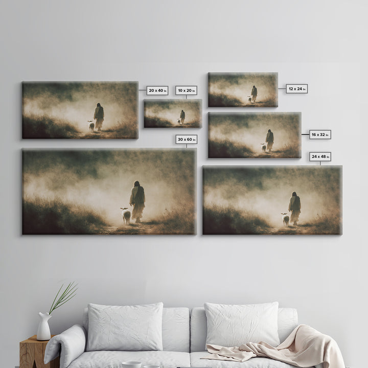 Gentle Meadow Grace – Framed Canvas Print – Jesus Painting – Christian Art Canvas – Christian Wall Art – Christian Christmas Art – Faith