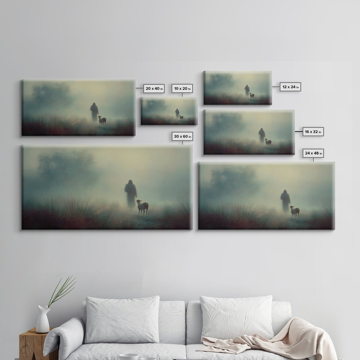 Autumn Shepherd Calm – Framed Canvas Print – Christian Wall Art – Christian Art Canvas – Christian Christmas Art – Jesus Painting – Faith