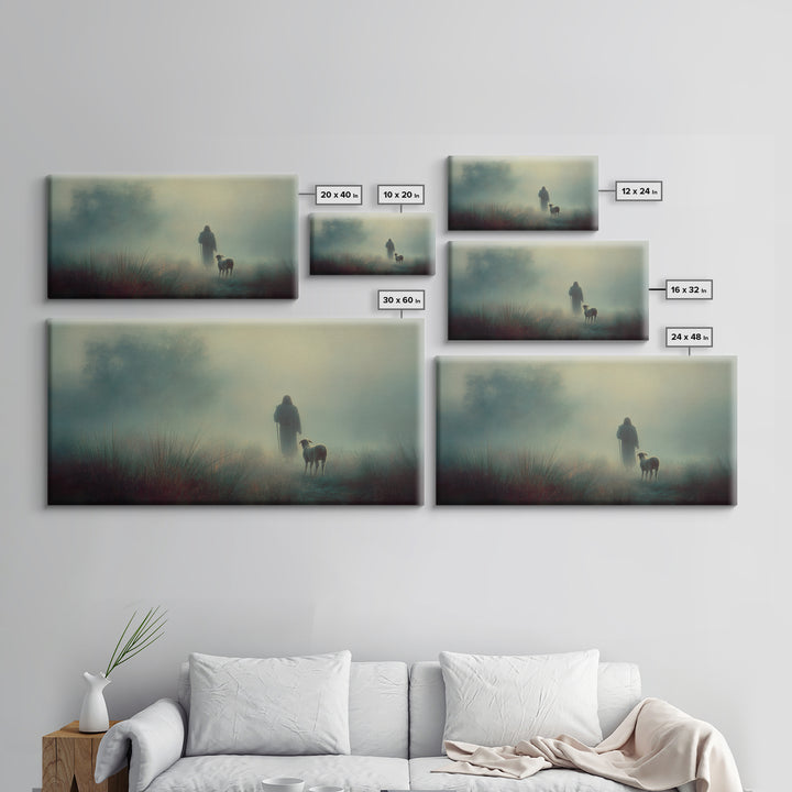 Autumn Shepherd Calm – Framed Canvas Print – Christian Wall Art – Christian Art Canvas – Christian Christmas Art – Jesus Painting – Faith