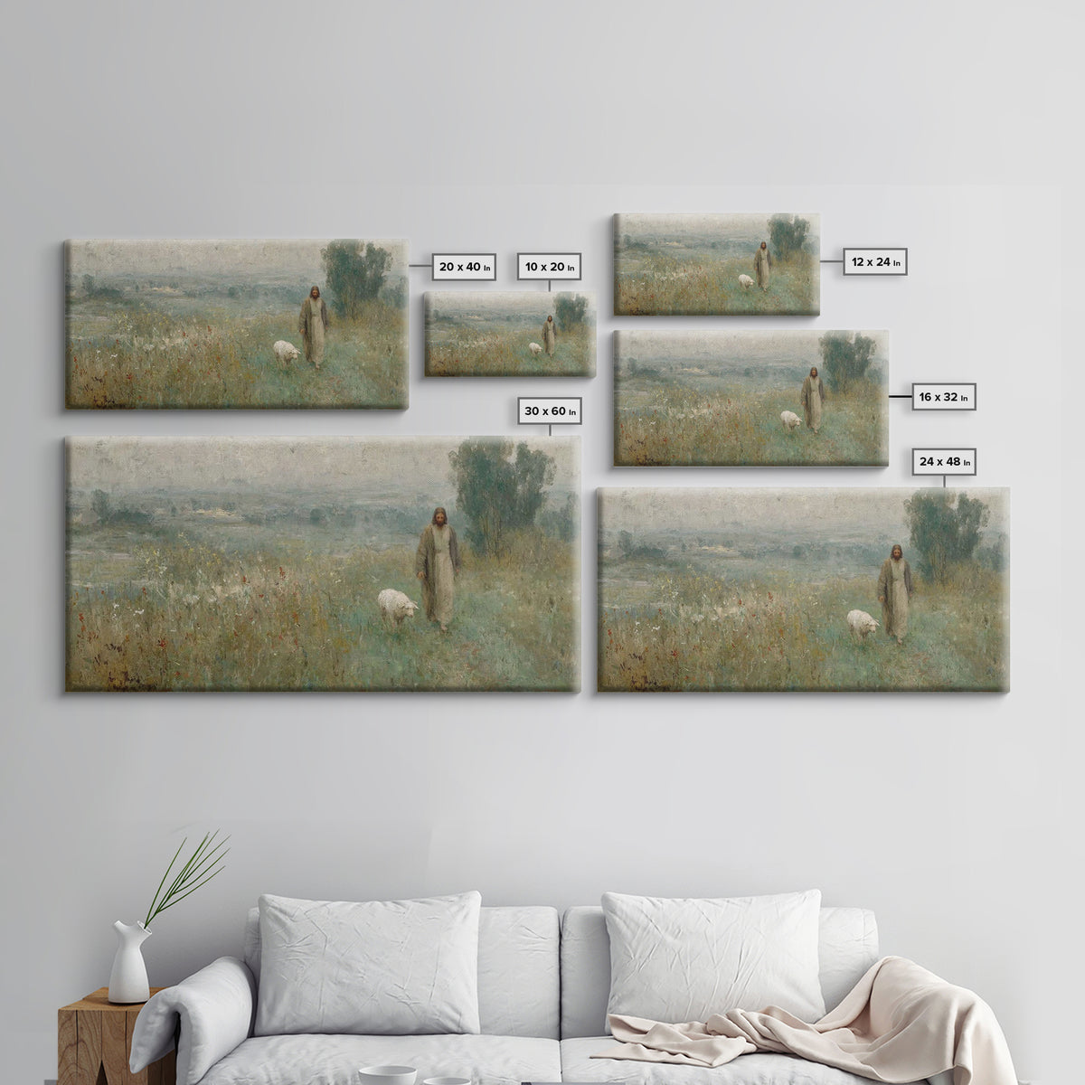 Misty Shepherd Journey – Framed Canvas Print – Christian Christmas Art – Christian Paintings – Jesus Art Print – Christian Art Canvas – Hop
