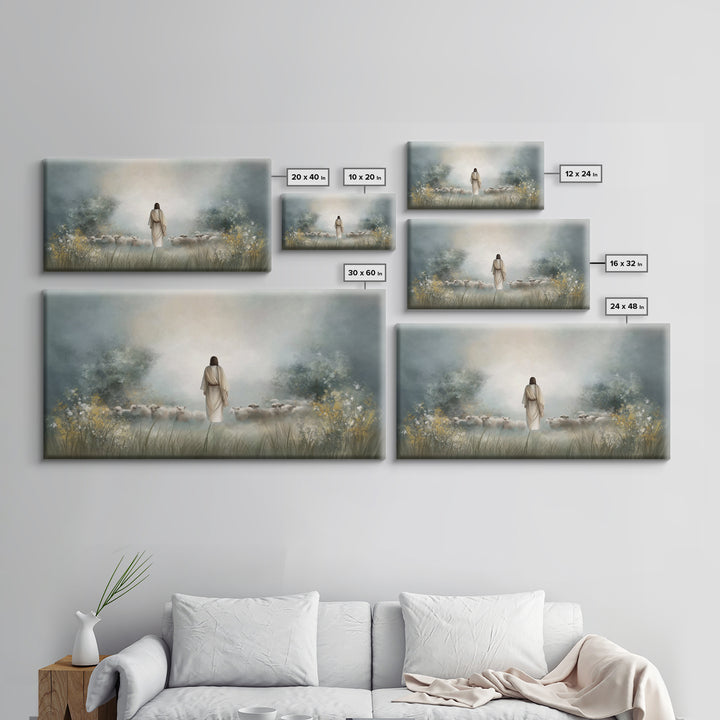 Radiant Flock Dawn – Framed Canvas Print – Jesus Painting – Christian Art Canvas – Christian Wall Art – Christian Christmas Art – Faith Art