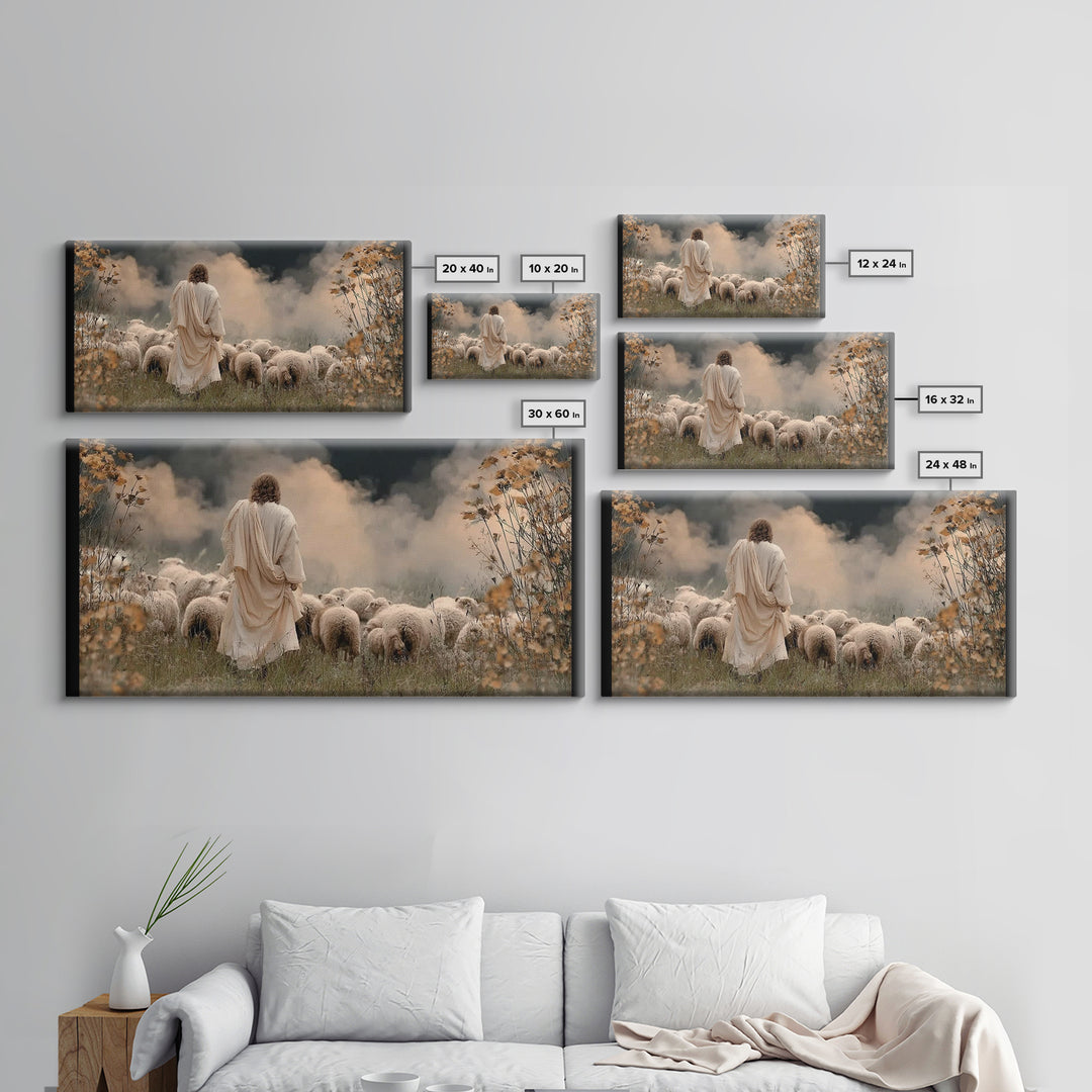 Autumn Shepherd Peace | Framed Canvas Print | Jesus Painting | Christian Art Canvas | Christian Wall Art | Christmas Art | Christian Gift I