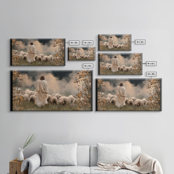 Autumn Shepherd Peace | Framed Canvas Print | Jesus Painting | Christian Art Canvas | Christian Wall Art | Christmas Art | Christian Gift I