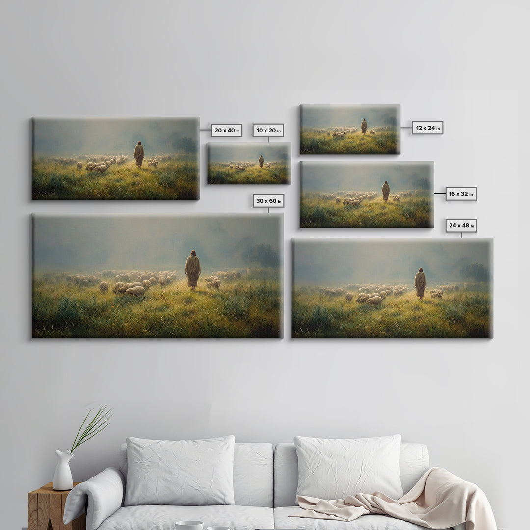 Morning Pasture Hope | Framed Canvas Print | Christian Wall Art | Christian Painting | Christian Art Canvas | Jesus Painting | Christian Ch