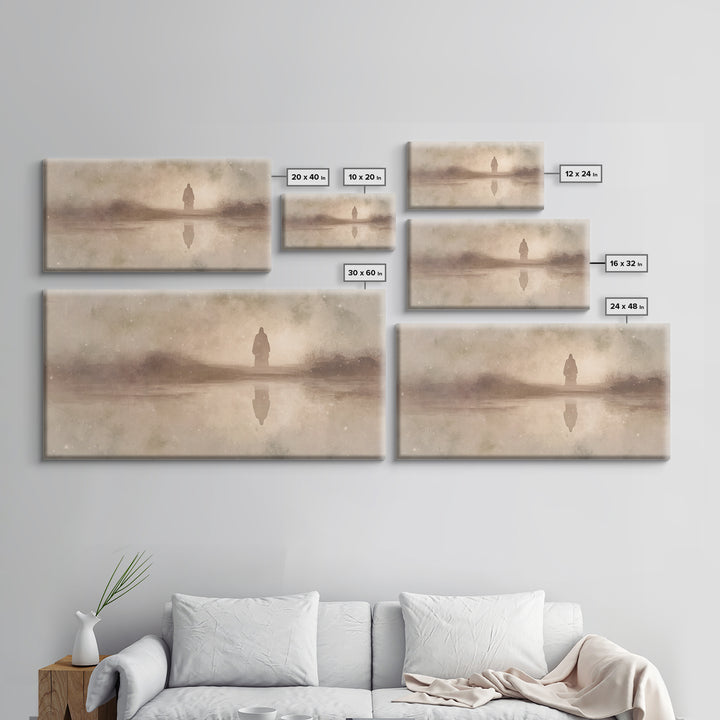 Silent Winter Path, Framed Canvas Print, Christian Art Canvas, Christian Art, Christian Wall Art, Jesus Painting, Christian Christmas Art