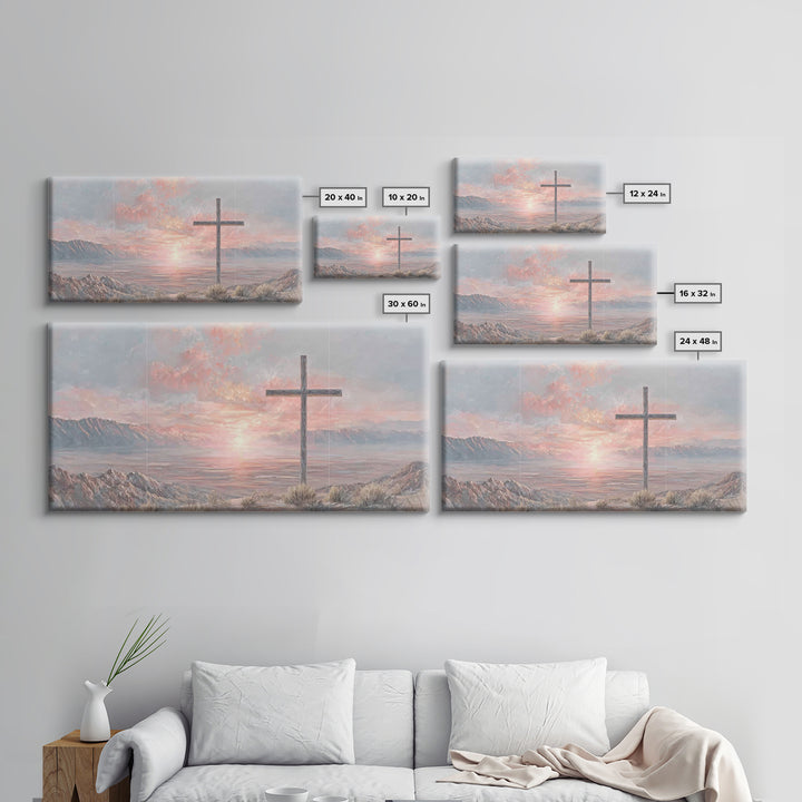 Sunrise At Calvary | Framed Canvas Print | Christian Wall Art | Christian Art Canvas | Christian Painting | Large Christian Art | Christian