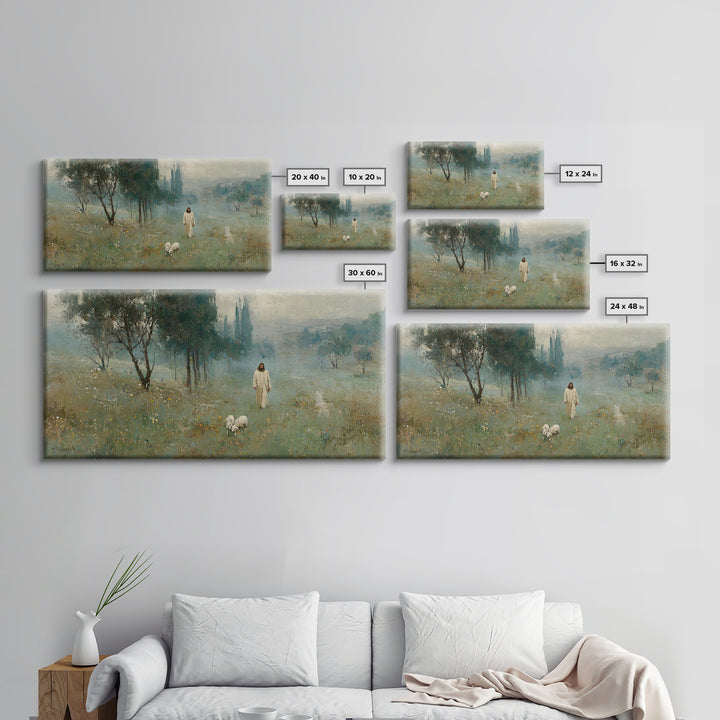 Pasture Of Peace | Framed Canvas Print | Jesus Painting | Christian Wall Art | Christian Art Canvas | Christian Christmas Art | Christian D