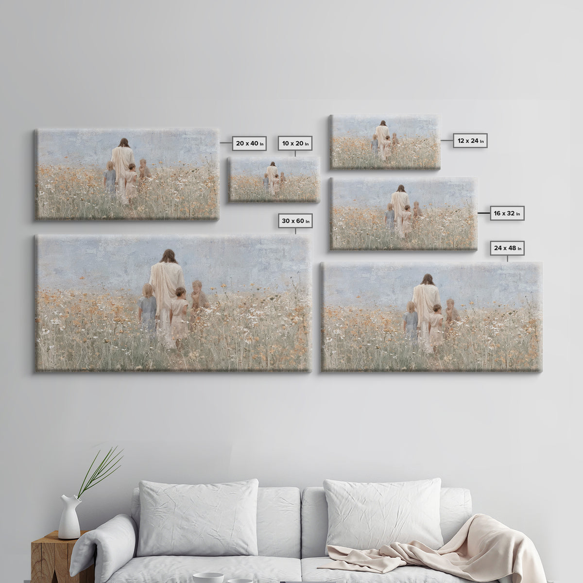 Floral Grace Path | Framed Canvas Print | Christian Wall Art | Christian Art Canvas | Jesus Painting | Christmas Art Prints | Christian Dec