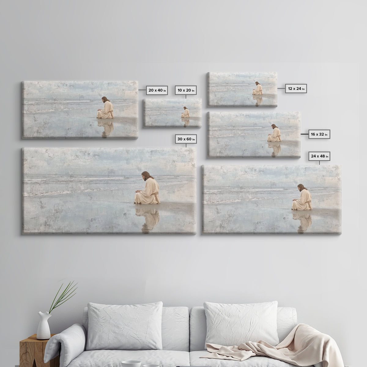 Morning Tide Hope, Framed Canvas Print, Christian Art Prints, Large Christian Art, Moody Christian Art, Christian Painting, Retro Christmas