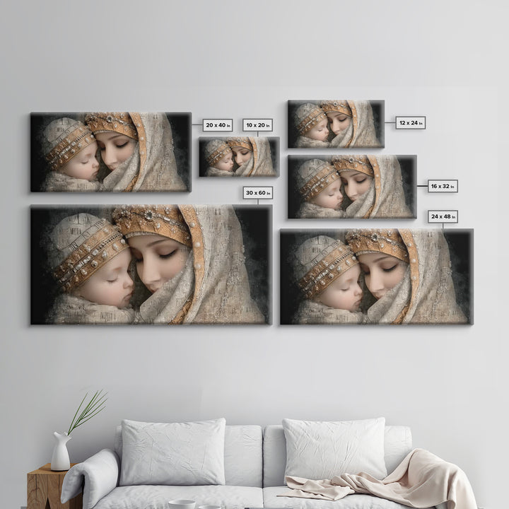 Holy Mother Grace | Framed Canvas Print | Mary and Jesus Painting | Christian Wall Art | Christian Art Print | Vintage Christian Art | Chri