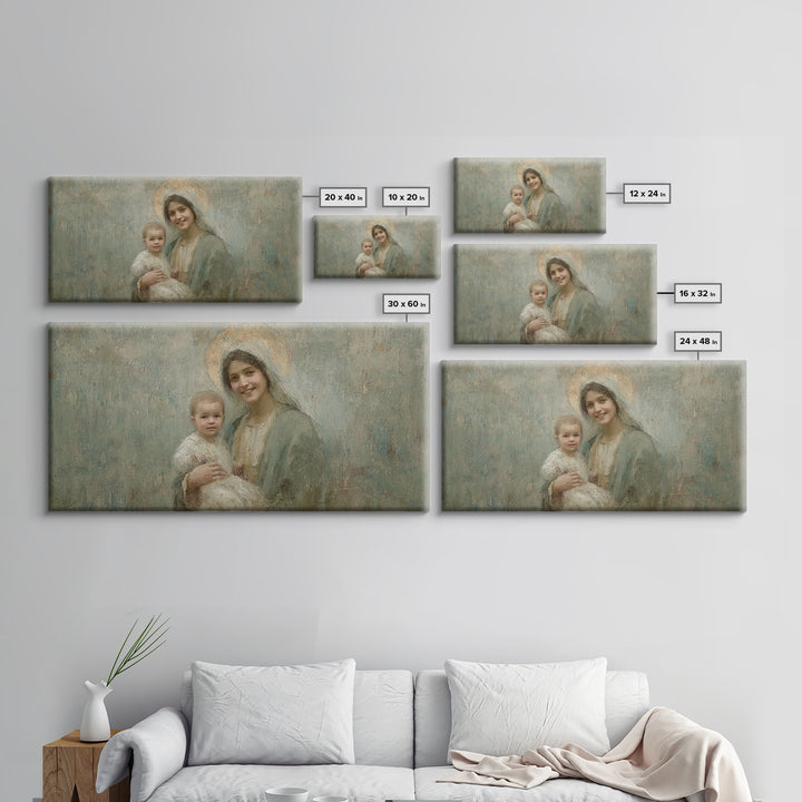 Joyful Promise, Framed Canvas Print, Christian Art Canvas, Christian Wall Art, Mary And Jesus Painting, Christmas Art, Christian Decor