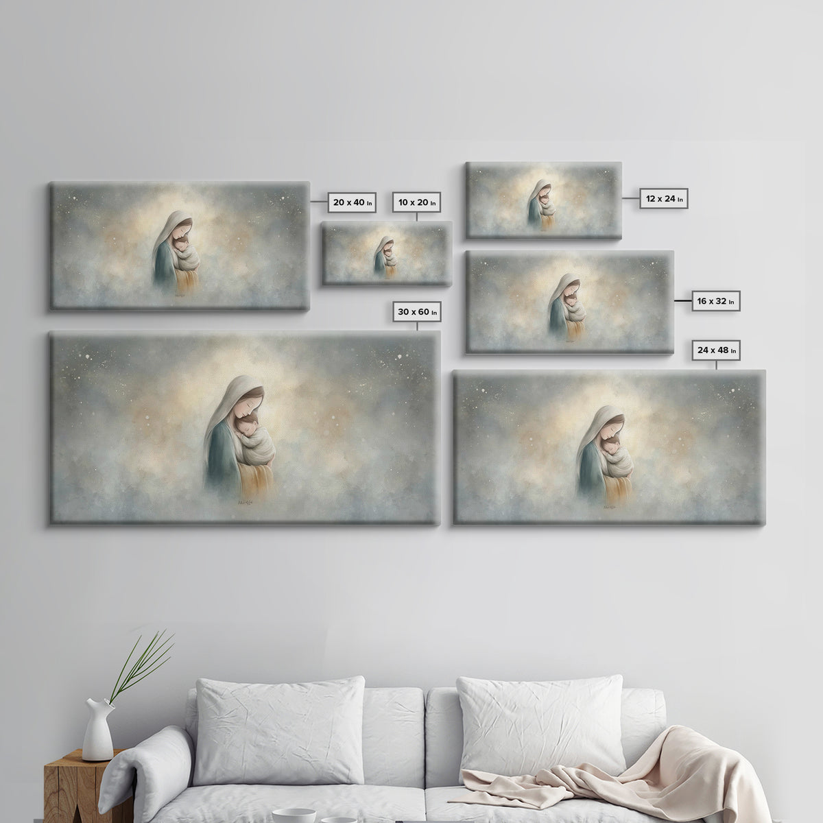 Sacred Embrace – Framed Canvas Print – Christian Art Canvas – Christian Wall Art – Jesus Painting – Christmas Art – Christian Christmas